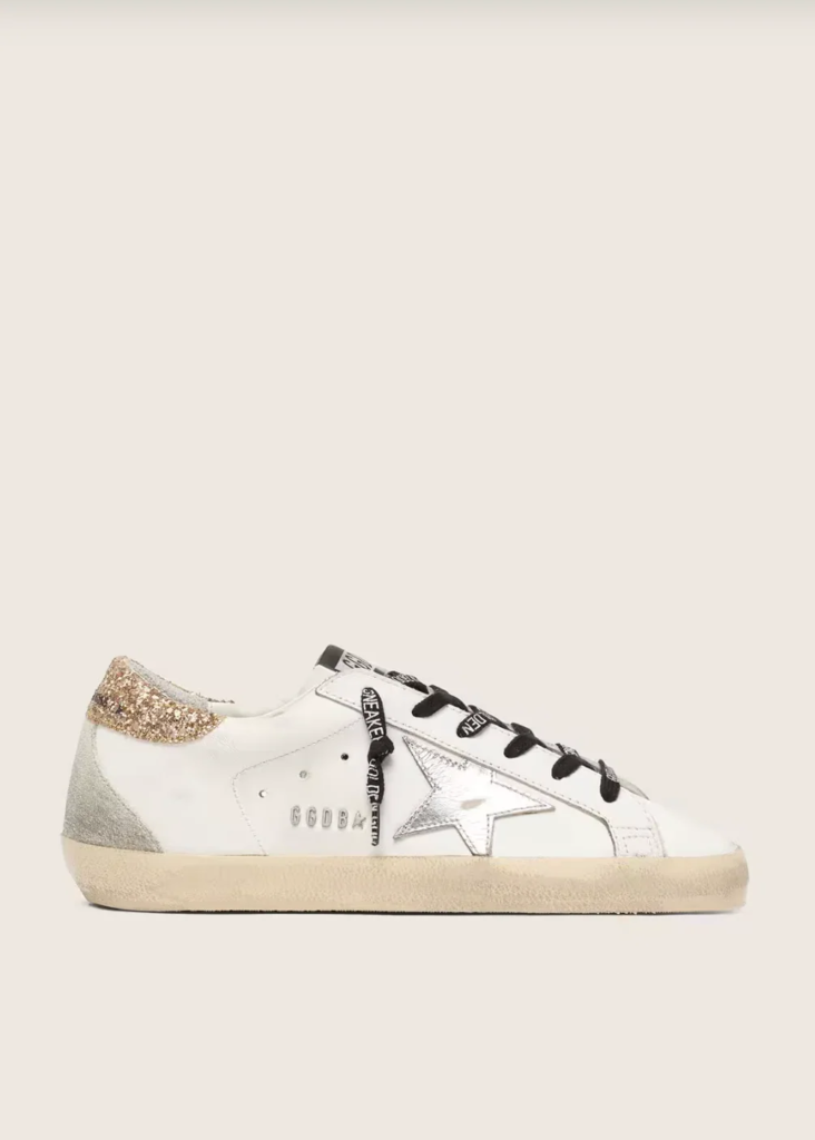 Super-Star cuir blanc avec paillette